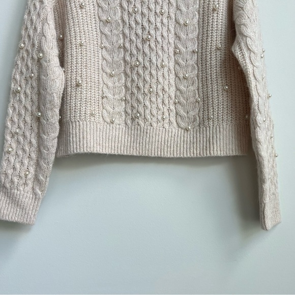 Abercrombie & fitch wool alpaca blend pearl embellished sweater Cable Knit XS - Picture 6 of 12